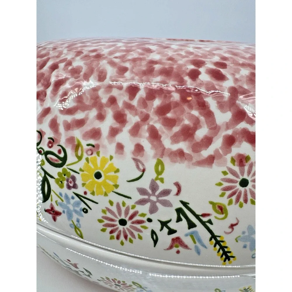 Temptations Presentable Ovenware Covered Casserole Dish Floral Pink